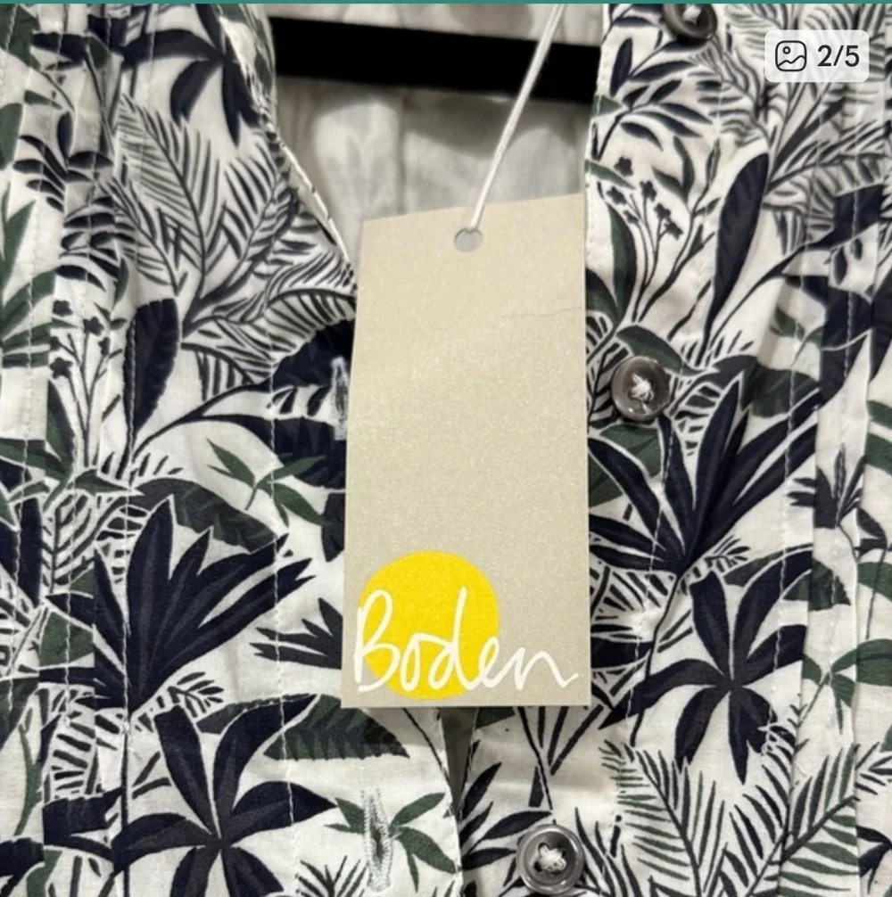 NWT Boden Antonia Ivory Tropical Palm Cotton Shirt Dress Size 10 - Picture 3 of 5